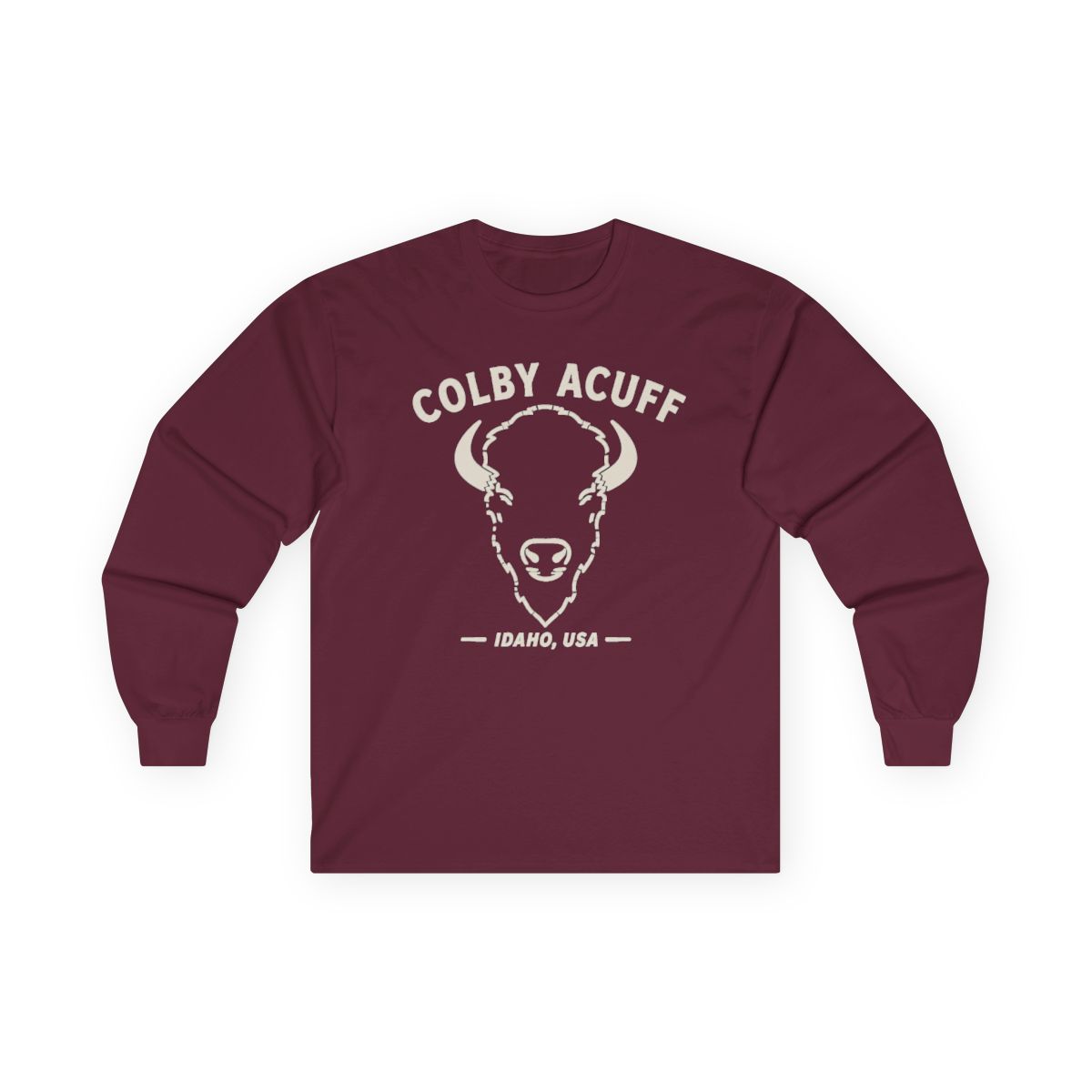Colby Acuff Bison Idaho USA T-shirts, Long Sleeve, long sleeve, v-neck tee - alternate angle 3, merchandise
